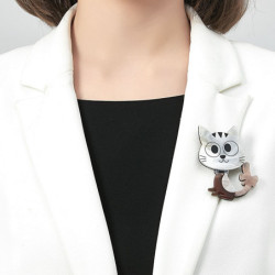 Quelia - Broche chat bleue