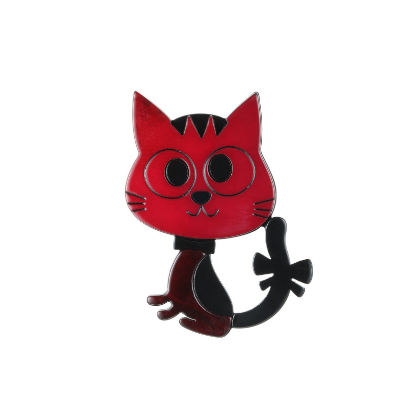Quelia - Broche chat rouge