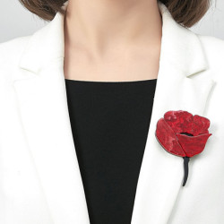 Querida - Broche rose rouge