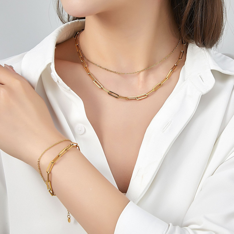 Ulianna - Collier Acier doré