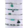 Unice - Lot de 10 bracelets Acier argenté vert