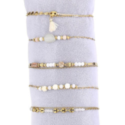 Unice - Lot de 10 bracelets Acier doré blanc