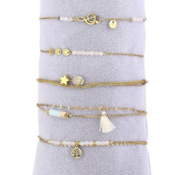 Unice - Lot de 10 bracelets Acier doré blanc