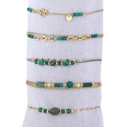 Unice - Lot de 10 bracelets Acier doré vert