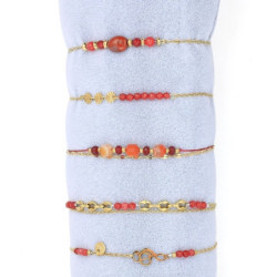Unice - Lot de 10 bracelets Acier doré rouge