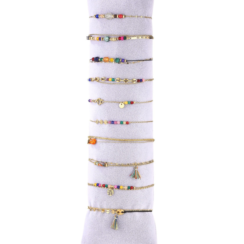Unice - Lot de 10 bracelets Acier doré multicolore