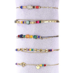 Unice - Lot de 10 bracelets Acier doré multicolore