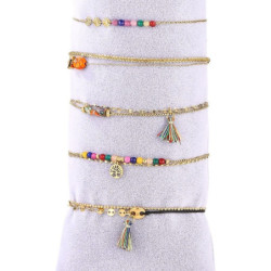 Unice - Lot de 10 bracelets Acier doré multicolore