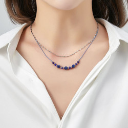 Unice - lot de 6 colliers Acier argenté bleu