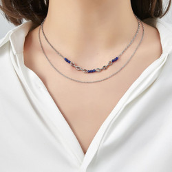 Unice - lot de 6 colliers Acier argenté bleu