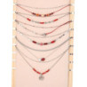 Unice - lot de 6 colliers Acier argenté rouge