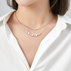 Unice - lot de 6 colliers Acier doré blanc