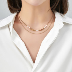 Unice - lot de 6 colliers Acier doré blanc