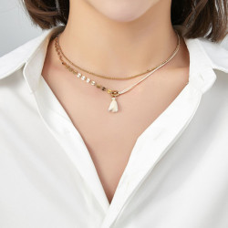 Unice - lot de 6 colliers Acier doré blanc