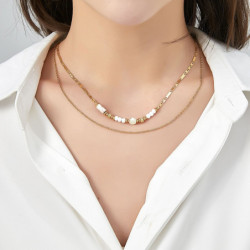 Unice - lot de 6 colliers Acier doré blanc