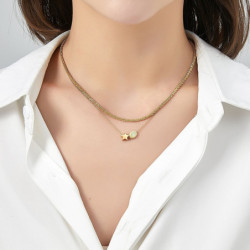 Unice - lot de 6 colliers Acier doré blanc