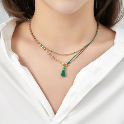 Unice - lot de 6 colliers Acier doré vert