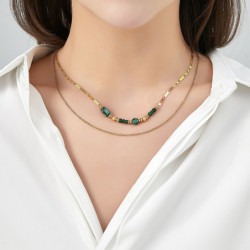 Unice - lot de 6 colliers Acier doré vert