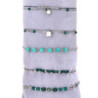 Urielle - Lot de 10 bracelets Acier argenté vert