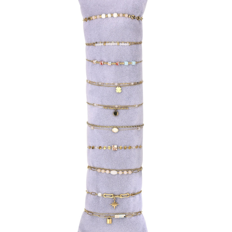 Urielle - Lot de 10 bracelets Acier doré blanc