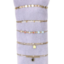 Urielle - Lot de 10 bracelets Acier doré blanc