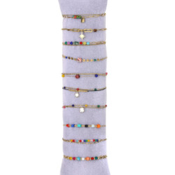 Urielle - Lot de 10 bracelets Acier doré multicolore