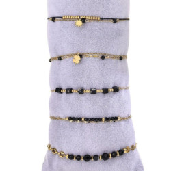 Urielle - Lot de 10 bracelets Acier doré noir