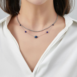 Urielle - Lot de 6 colliers Acier argenté bleu