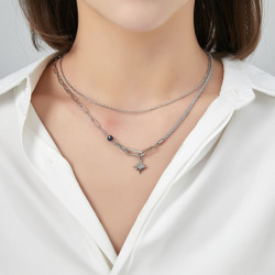 Urielle - Lot de 6 colliers Acier argenté noir