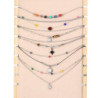 Urielle - Lot de 6 colliers Acier argenté multicolore