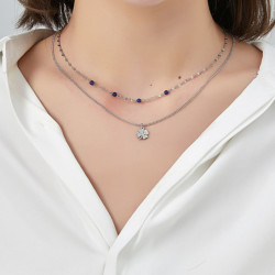 Urielle - Lot de 6 colliers Acier doré bleu