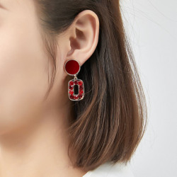 Wulan - Boucle d'oreille clip rouge