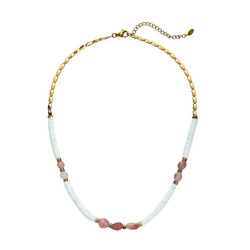 Udaya - Collier acier rose