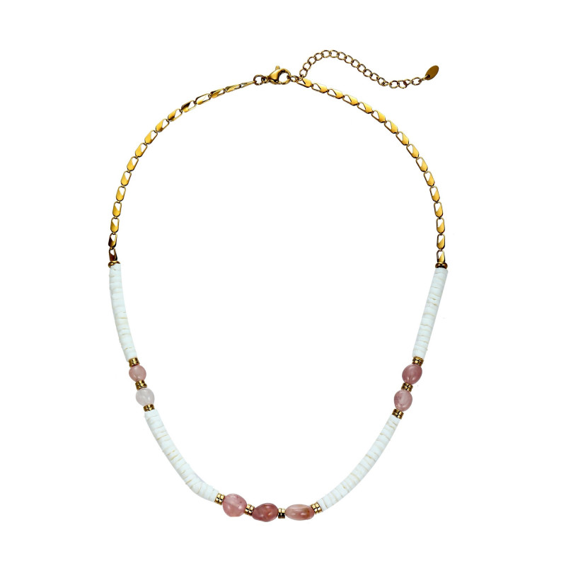 Udaya - Collier acier rose