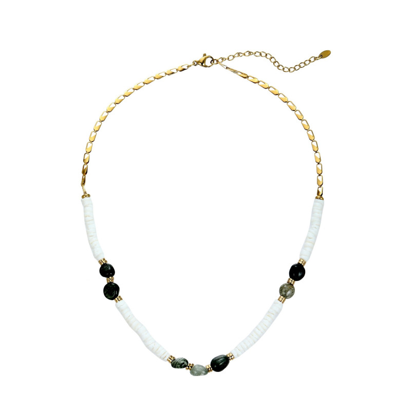 Udaya - Collier acier vert