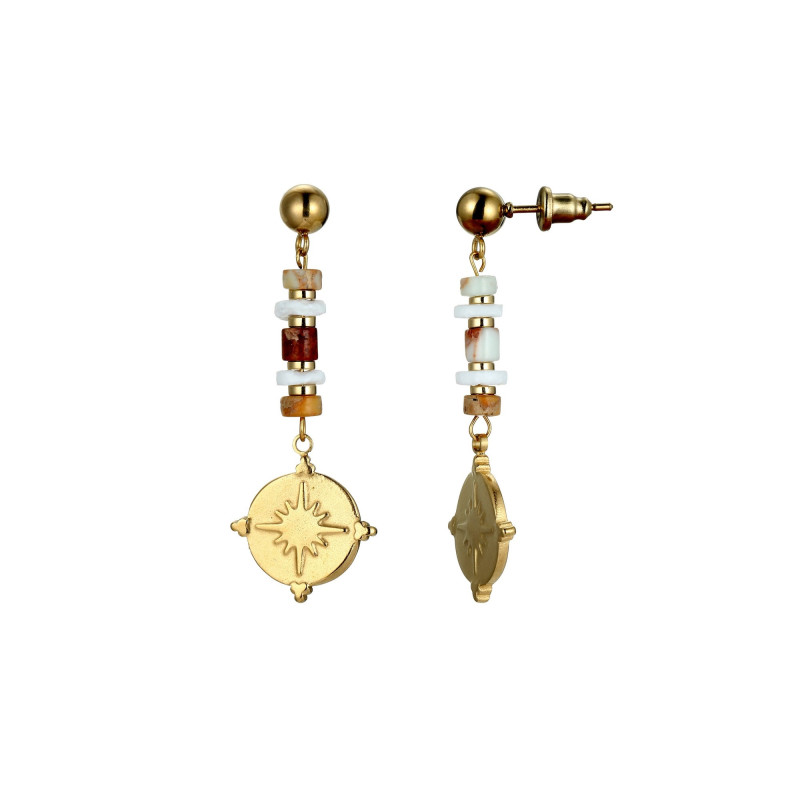 Urmi - Boucle d'oreille tige acier choco