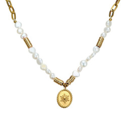 Urvi - Collier acier doré