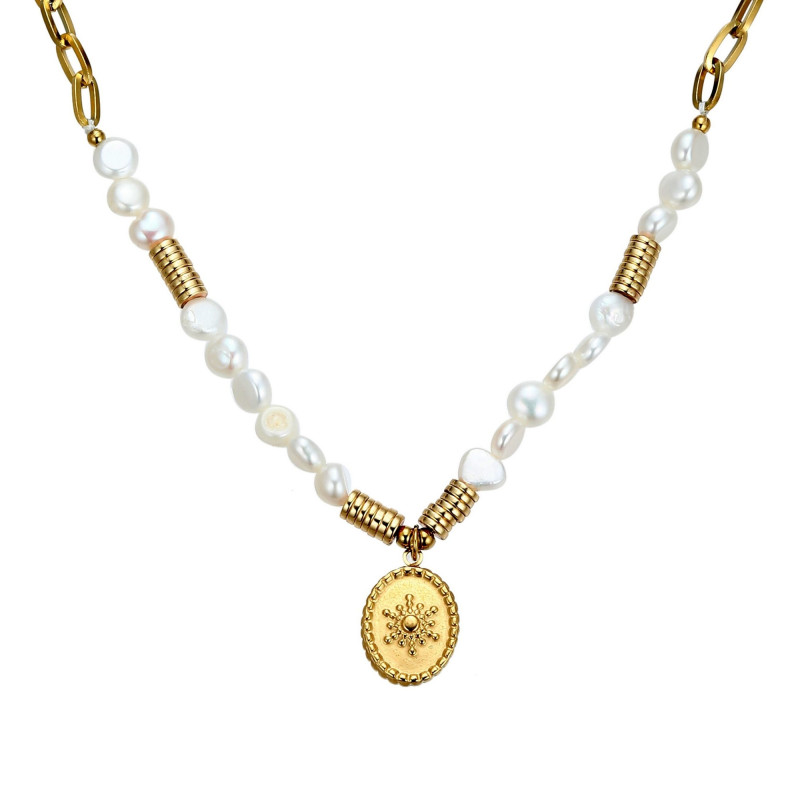 Urvi - Collier acier doré