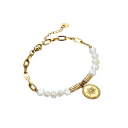 Urvi - Bracelet acier doré