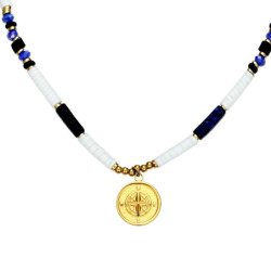 Usha - Collier acier bleu marine