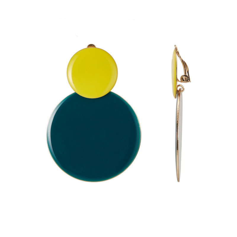 Fataha - Boucle d'oreille clip jaune