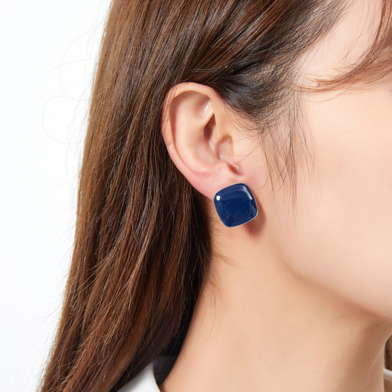 Frona - Boucle d'oreille clip bleue