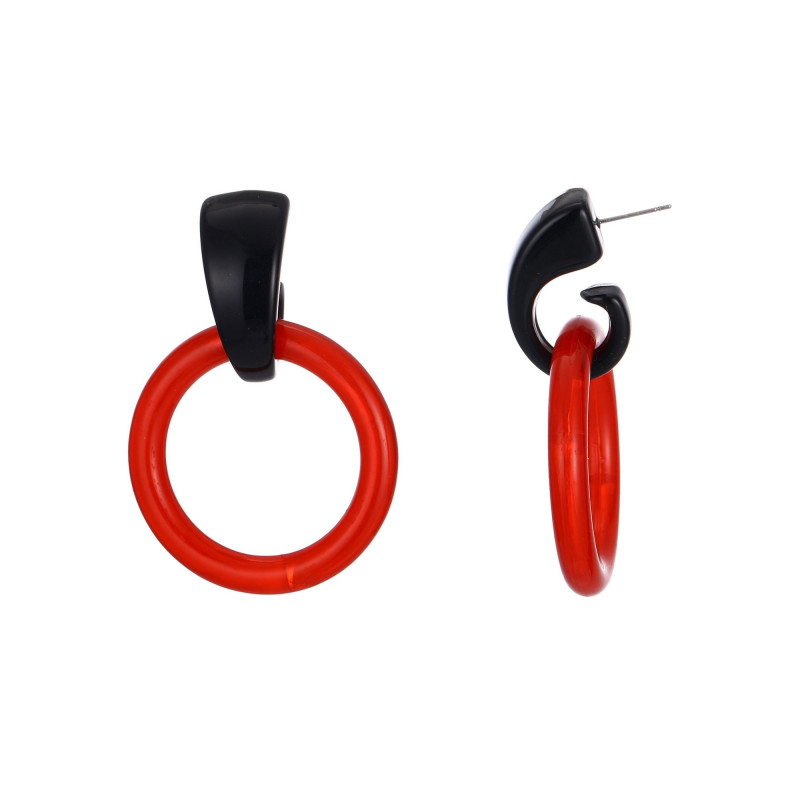 Abeda - Boucle d'oreille tige rouge