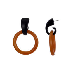 Abeda - Boucle d'oreille tige marron