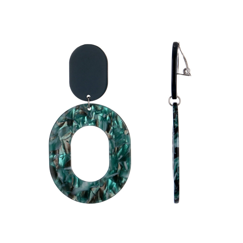 Akmam - Boucle d'oreille clip verte