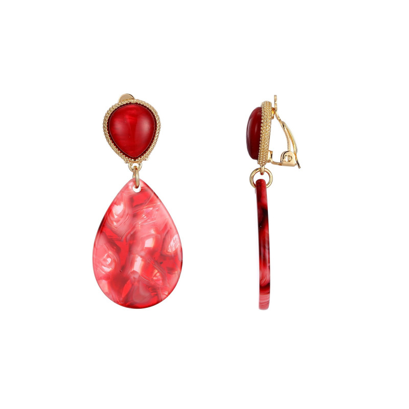 Iracema - Boucle d'oreille clip rouge