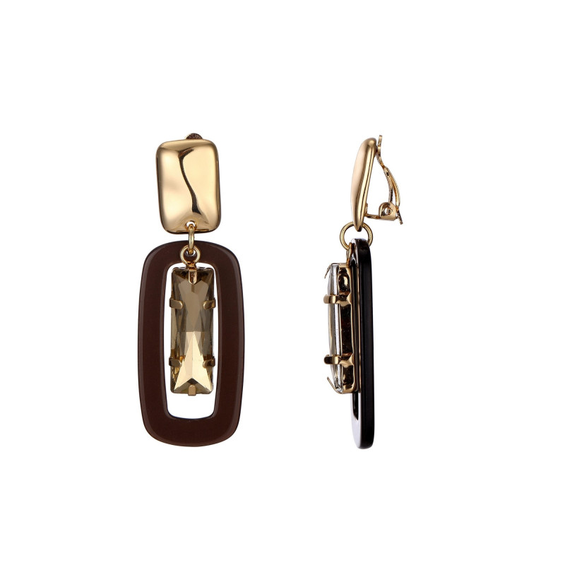 Isis - Boucle d'oreille clip marron