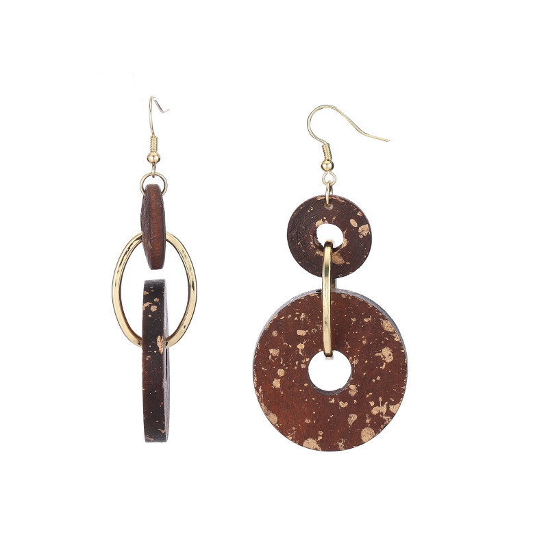 Taafi - Boucle d'oreille crochet marron