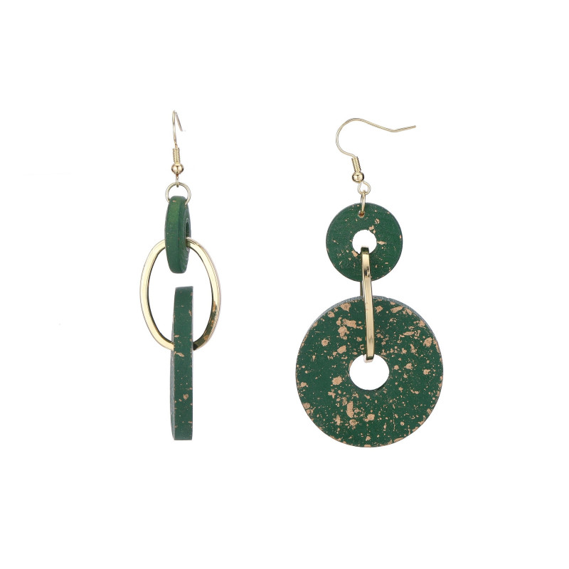 Taafi - Boucle d'oreille crochet verte