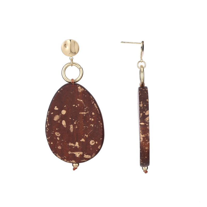 Tharag - Boucle d'oreille tige marron